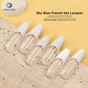 Esmalte de Gel Francés Azul Cielo SIN HEMA ni TPO, Esmalte de Gel Francés Blanco, Esmalte de Gel Estilo Francés con Luz UV, Marca Privada - Product Image 6