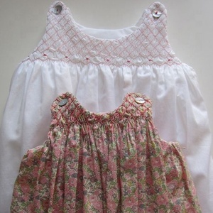 Beautiful Cute Baby Smoked Toddle <b>Handmade</b> Printed Dress with Embroidery on Neck- 2023 - Product Image 1