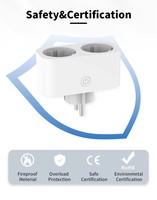 Prise intelligente double Tuya standard européenne avec moniteur d'énergie, prise intelligente universelle 16A Wifi avec application, contrôle vocal Alexa Google