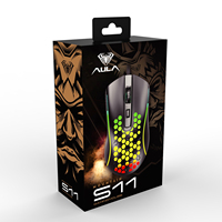 Ratón óptico para juegos con cable AULA S11, retroiluminado RGB, 3600 DPI ajustables, diseño ligero con USB para juegos de PC