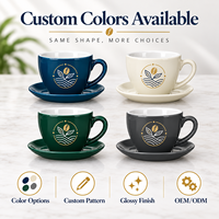 Ensemble tasse et soucoupe à café en céramique avec logo personnalisé, plusieurs tailles, finition brillante, pour expresso et cappuccino, fabrication OEM ODM