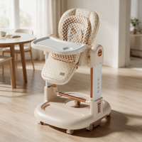Chaise berçante pour bébé en métal trois-en-un avec roues, trotteur multifonctionnel, table à manger, siège pour bébés de 6 mois à 6 ans