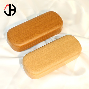 Étui à lunettes en métal JINGHE, motif grain de bois, couleur café clair/bois foncé, pour lunettes - Product Image 2