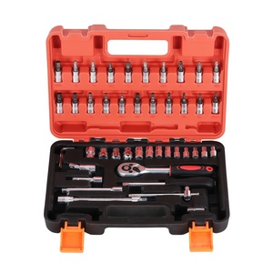 Juego de Llaves de Trinquete de 1/4, 46 Piezas, Acero Cr-V Cincado, Caja de Herramientas, para Reparaciones de Autos, Motos, Bicicletas y Hogar - Product Image 1