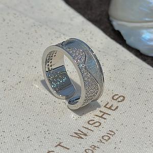 แหวนเงินแท้ S925 ประดับเพชรซิคอนแบบวินเทจ ดีไซน์ลายคลื่นเรียบง่ายและทันสมัย พร้อมแหวนมอยส์ซาไนต์เฉพาะกลุ่ม - Product Image 5