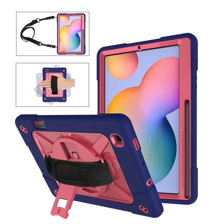 3 In 1 Combo Warna Kontras Drop Bukti Perlindungan Tablet Cover Case untuk Samsung Galaxy Tab S6 Lite