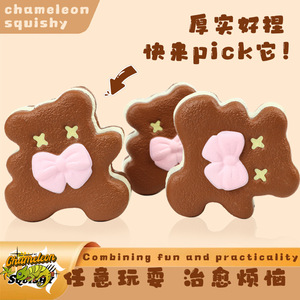Chameleon <b>Squishy</b> Bear Coffee Brown Slow Rising Fidget Toy For Stress Relief Unisex 8-13 Years - Product Image 3