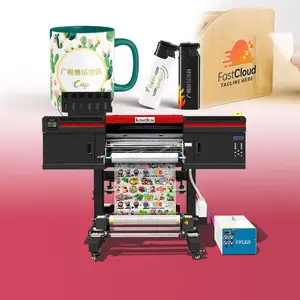Kongkim printer A2 dtf uv roll to roll, mesin cetak stiker film dengan laminator untuk pena botol bungkus cangkir