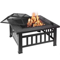 Supports de cheminée, Pots de feu de jardin pour la préparation du thé, Maille en fer haute température, Brasero, Table de barbecue, Carré, Cour extérieure