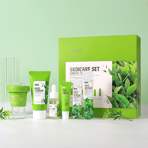 Cosmétiques - Sérum visage anti-âge et éclaircissant - Thé vert - Crème d'essence pour soins quotidiens de la peau - Ensemble avec de la niacinamide - Product Image 6