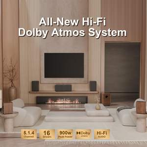Système audio Hiwill 5.1.4 Dolby Atmos Surround Sound avec enceinte centrale et 4 enceintes surround, caisson de basses 25 Hz, home cinéma intérieur - Product Image 2