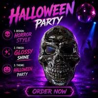 Masque de fête d'Halloween pour adultes - Masque intégral en plastique avec fonction lumineuse