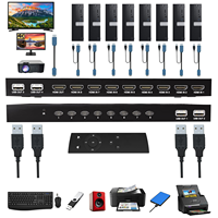 SYONG 8 Port KVM Switch HDMI 4K 30Hz, rak SYONG Video HDMI KVM Switcher Console 8 in 1 out + 8-Pack kabel