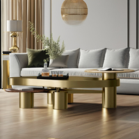 Ensemble de tables basses en acier doré de luxe, design moderne, personnalisable, table centrale pour salon, décoration de la maison, meubles