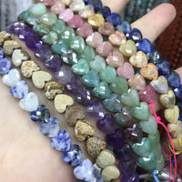 Perles en pierre naturelle facettées en forme de cœur de 8 mm de haute qualité pour la fabrication de colliers, bracelets et bijoux DIY