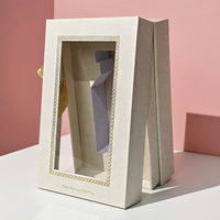 Boîte pliante en papier recyclable pour l'affichage de parfums de noix de coco, boîte personnalisée pour flacon de parfum avec fenêtre transparente et ruban