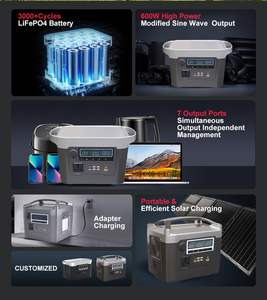 Échantillon Commandes Bienvenue Générateur solaire LiFePO4 à sortie CA CC 600W Système de stockage d'énergie domestique Centrale solaire portable ABS - Product Image 5
