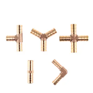 6 8 10 12 14 16 19mm Kupfer-Stacheldraht-Verbindungs kupplungs adapter Messing-Barb-Rohr anschluss 3 4-Wege-T-Y-Schlauch mit geradem Winkel