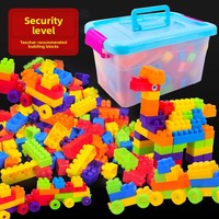Mainan Blok Bangunan Plastik Besar 40 Potong untuk Usia 5-8 Tahun, Perakitan Puzzle Hewan Alam, Set Edukasi Dini