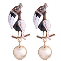 2025 cristal 2021 mode alliage goutte à goutte huile diamant perlé Toucan en forme de femmes Chic boucle d'oreille