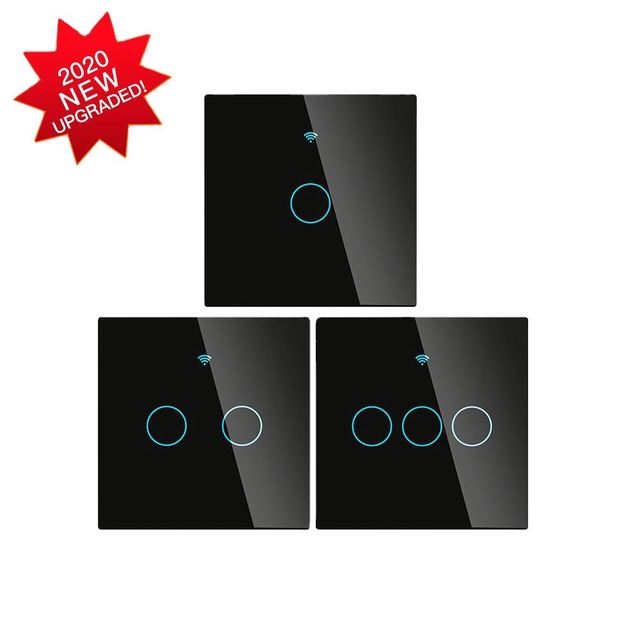 ZigBee Wall Touch Smart Light Switch No Neutral Wire with Capacitor Tuya EU UK Standard 1/2/3/4 Gang Support Google Home Alexa