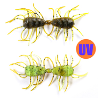 Señuelo Blando Artificial de Plástico OEM Personalizado con Efecto UV Centipede, 3.5in 2.9g, para Pesca a Granel