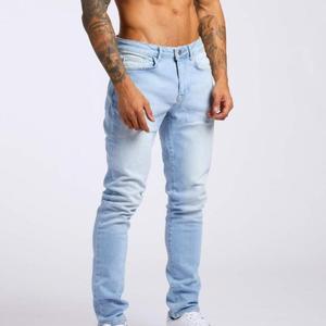 Classic Men's Spring and Autumn Jeans Business Casual Stretch Slim Denim <strong>Trousers</strong> <strong>Light</strong> Blue Black <strong>Trousers</strong> - Product Image 4