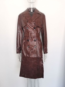 OUDINA Cappotto <span class=keywords><strong>Lungo</strong></span> Invernale in <span class=keywords><strong>Pelle</strong></span> PU con Logo Personalizzato, Elegante <span class=keywords><strong>Trench</strong></span> con Lacci per Donna - Product Image 5