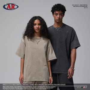 Merk Gewassen Zwaargewicht Streetwear Effen Blanco Oversized Drop Shoulder Heren Op Maat Gemaakte Katoenen T-Shirts - Product Image 3