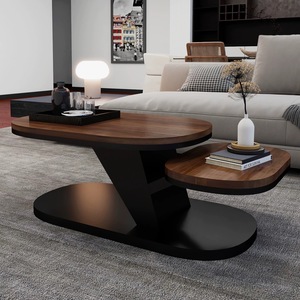 Tavolino da Caffè Ovale Girevole Moderno e Semplice, Decorativo e Unico per Ville, Arredamento Minimalista per Soggiorno, <span class=keywords><strong>Tavolo</strong></span> Centrale in Legno per Casa - Product Image 2