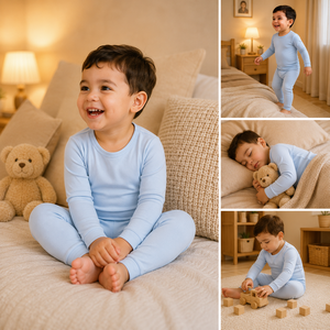 Ensemble décontracté 2 pièces respirant pour enfants : haut à manches longues uni et leggings à col rond pour tout-petits, idéal pour le printemps - Product Image 2