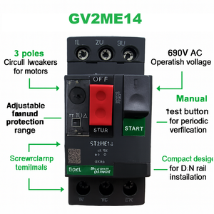 Interruptor de Circuito de Motor GV2ME14 Schneider 100% Original, 9-14A Ajustable, Térmico Magnético MPCB 3P 50/60Hz, Nuevo en Caja - Product Image 1