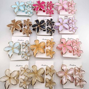Lot de 3 pinces à cheveux dorées en forme de fleur, pour femme, grandes et petites tailles, dégradé de couleurs, accessoires capillaires pour les vacances, pince à cheveux fleurie - Product Image 6