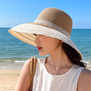 <strong>Personalised</strong> Custom New Arrival Outdoor Seaside Travel Sunscreen Fashion Lace Ladies <strong>Straw</strong> <strong>Hat</strong> - Product Image 5