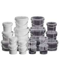 Seau en plastique transparent en gros, 0,5L-10L, seau en plastique PP, logo personnalisé en gros