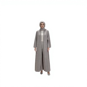 Wholesale Custom Luxury Elegant Fish Scale Embossed Open <b>Abaya</b> Modest Long Kimono Muslim <b>Ladies</b> Middle East Casual Islamic Robe - Product Image 3