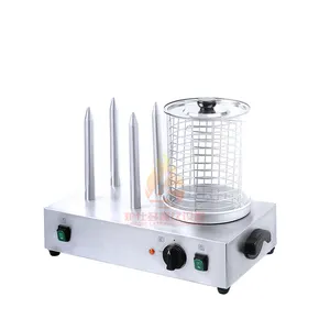 China Factory 4 Sticks Commercial Electric Hot Dog Machine With Bun Warmer Sausage Roller Grill Machine For Sale