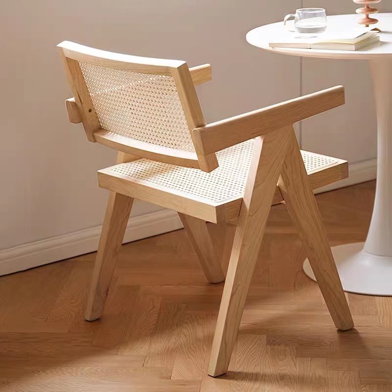 Modern solid wooden French style rattan hotel restaurant cafe shop chair dining room furniture