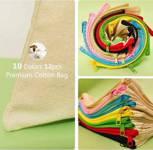 Pochette de maquillage personnalisée en toile, sacs cosmétiques personnalisés, marque privée, pochette zippée en coton vierge pas chère, rangement naturel pour maquillage - Product Image 4