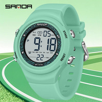 SANDA 6372 Jam Tangan Digital Alarm Tahan Air Pria Lampu LED Warna-warni