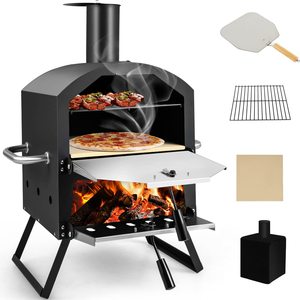 12 "Gỗ Ngoài Trời bắn <span class=keywords><strong>BBQ</strong></span> Lò nướng bánh Pizza xách tay 2 lớp nướng bánh pizza <span class=keywords><strong>Maker</strong></span> với vỏ chống thấm nước - Product Image 1