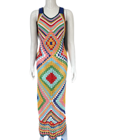 Fabricant de tricots Guangdong Geometry – Nouveau pull d'hiver décontracté multicolore au crochet, style bohème, pour la plage, grande taille, sans manches, coloré