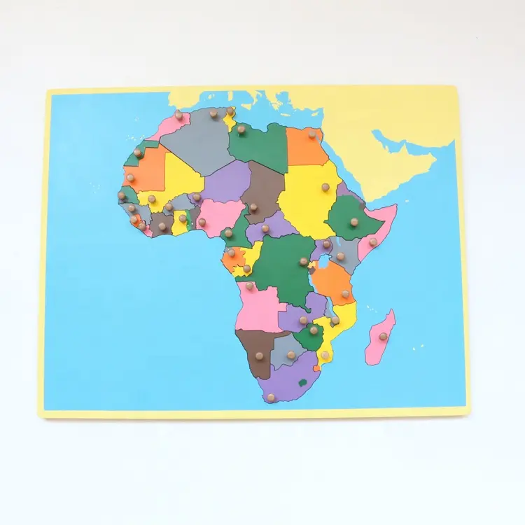 卸売モンテッソーリ地理カウント教育玩具教材機器世界グローブパズルアフリカの地図