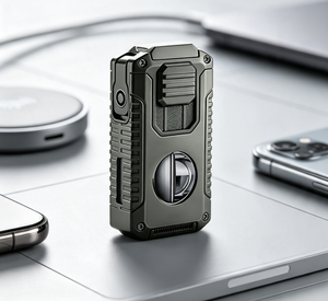 Wholesale Premium Cigar <b>Lighter</b> Windproof Steel Torch Cigar <b>Lighter</b> With Cutter Puncher <b>Custom</b> Logo Cigar Accessories - Product Image 1