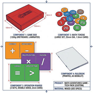 Jeu de société éducatif personnalisé pour l'apprentissage des opérations de somme et de soustraction, avec jetons numériques ronds pour enfants - Product Image 5