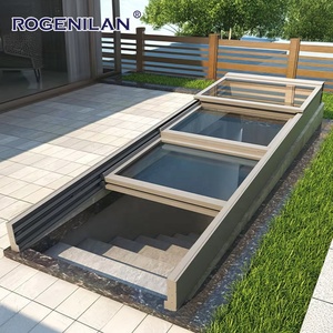 Fenêtre de toit motorisée rétractable en aluminium imperméable Rogenilan, fenêtres de toit en verre trempé pour l'extérieur - Product Image 4