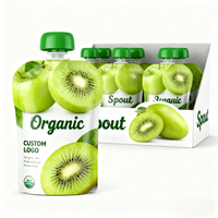 Pochette d'emballage de jus de 200 ml avec boîte de présentation, emballage liquide alimentaire de luxe biodégradable transparent pour boissons