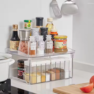 Sự lựa chọn vui vẻ Nhà Bếp Có thể gập lại hộp nhựa trong suốt nhà bếp lưu trữ Kệ nhà bếp chủ gia vị giá phòng tắm lưu trữ giá có thể gập lại giá giày - Product Image 3