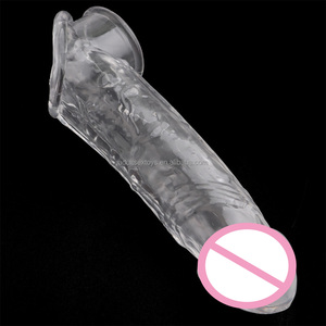 Super realistische strukturierte klare Penis Extended Sleeve Männer wieder verwendbare Kondom Cock Extender größere längere Sexspielzeug für Männer - Product Image 5
