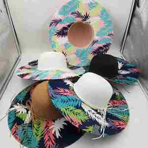 Women Paper Floppy Beach <b>Straw</b> <b>Hat</b> With Print Logo Bowknot Summer Sun <b>Hat</b> Foldable 2024 <b>Straw</b> <b>Hat</b> - Product Image 2